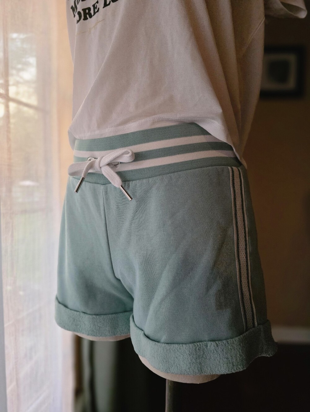 Sage Green Lounge Shorts Cotton Modal Soft Knit Roll Cuff‎ LASCANA Relax Size S